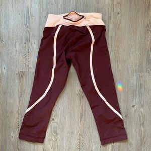 Burgundy light pink lulu leggings